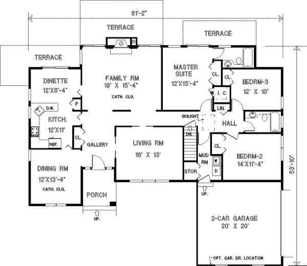 House Design - Ranch Floor Plan - Main Floor Plan #3-162