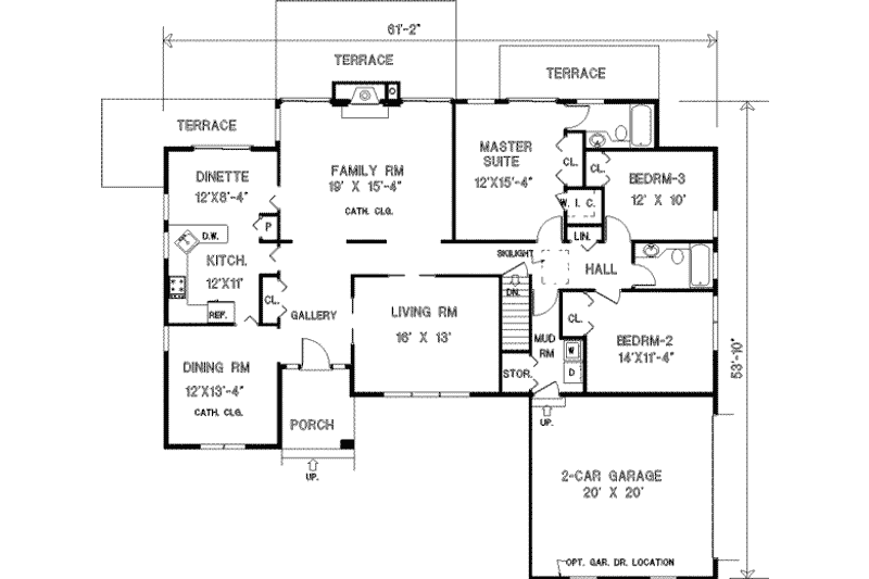 Architectural House Design - Floor Plan - Main Floor for Ranch House Plan #3-162 - 3 bed, 2 bath