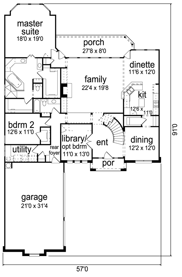 Mediterranean Floor Plan - Main Floor Plan #84-528