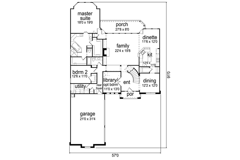 Architectural House Design - Floor Plan - Main Floor for Mediterranean House Plan #84-528 - 4 bed, 3 bath