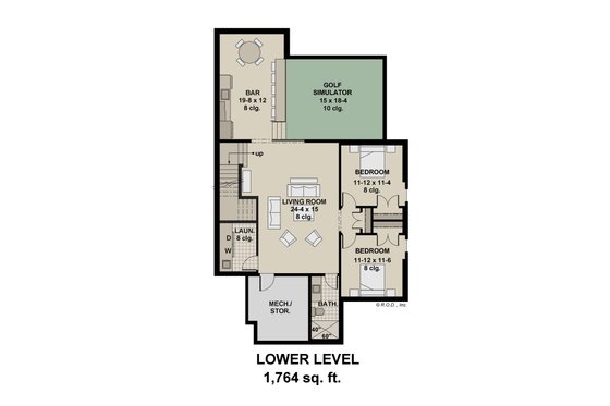 Floor Plan - Lower Floor for Modern House Plan #51-1281 - 5 bed, 3.5 bath