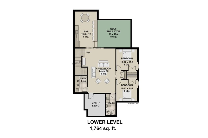 Home Plan - Floor Plan - Lower Floor for Modern House Plan #51-1281 - 5 bed, 3.5 bath