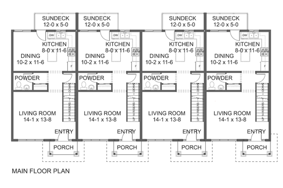 Floor Plan - Main Floor for Craftsman House Plan #126-280 - 2 bed, 1.5 bath