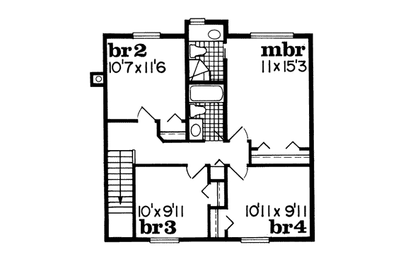 Floor Plan - Upper Floor for Traditional House Plan #47-455 - 4 bed, 2.5 bath