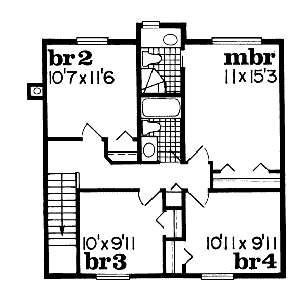Traditional Floor Plan - Upper Floor Plan #47-455