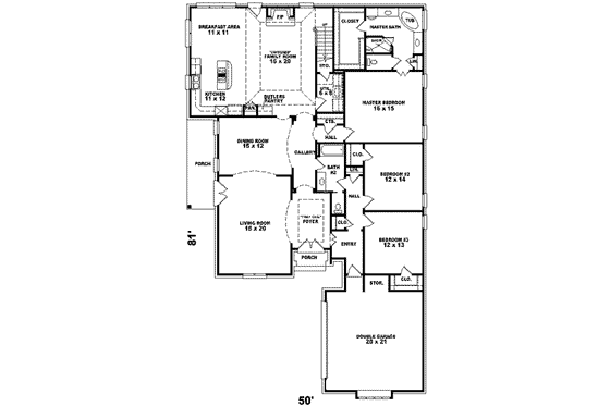 Floor Plan - Main Floor for European House Plan #81-618 - 4 bed, 3 bath