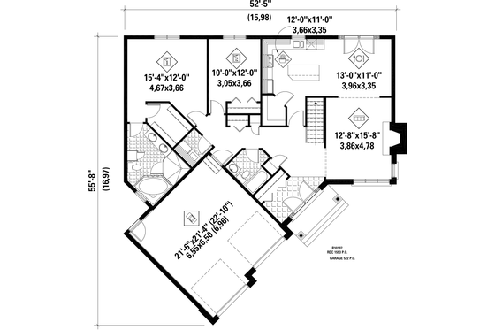 Floor Plan - Main Floor for Country House Plan #25-4657 - 2 bed, 2 bath