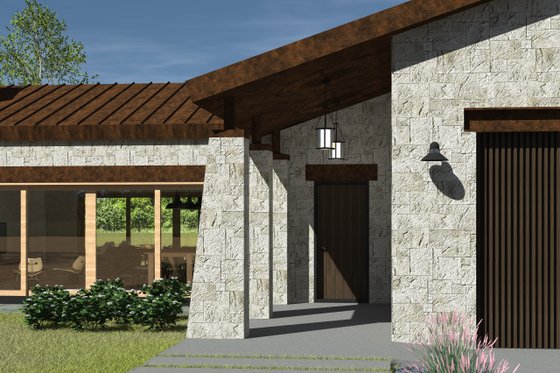 Exterior - Front Elevation for Ranch House Plan #933-19 - 3 bed, 4 bath