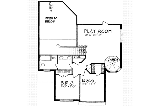Floor Plan - Upper Floor for European House Plan #62-137 - 3 bed, 2.5 bath