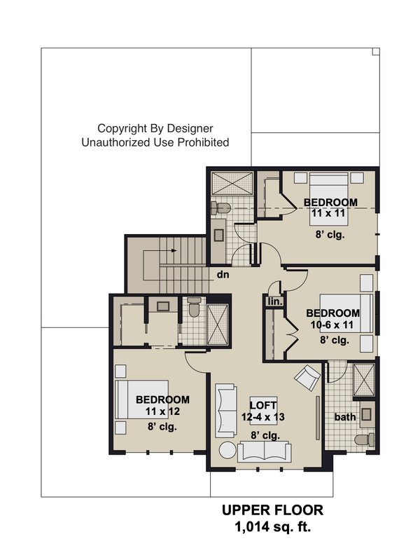 Home Plan - Floor Plan - Upper Floor for Farmhouse House Plan #51-1555 - 4 bed, 4.5 bath