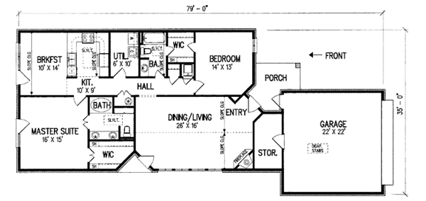 Home Plan - Traditional Floor Plan - Main Floor Plan #45-522