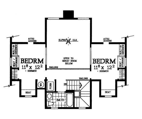 Architectural House Design - Victorian Floor Plan - Upper Floor Plan #72-1018