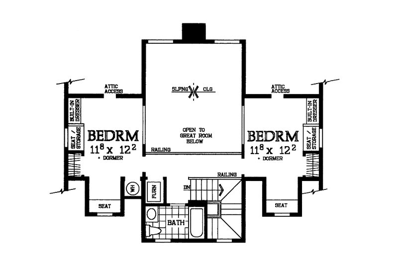 Home Plan - Floor Plan - Upper Floor for Victorian House Plan #72-1018 - 3 bed, 2 bath