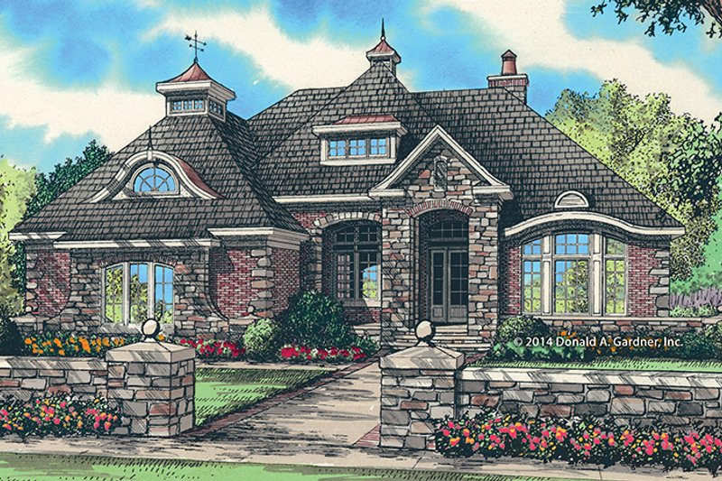 Architectural House Design - Exterior - Front Elevation 4 for European House Plan #929-987 - 3 bed, 3 bath
