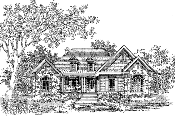 Exterior - Front Elevation 3 for Country House Plan #929-638 - 3 bed, 2 bath