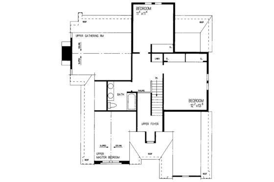 Floor Plan - Upper Floor for Tudor House Plan #72-830 - 3 bed, 2 bath