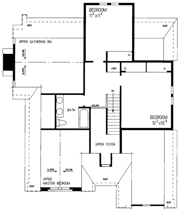 House Design - Tudor Floor Plan - Upper Floor Plan #72-830