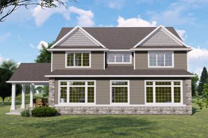 Exterior - Rear Elevation for Craftsman House Plan #1064-145 - 5 bed, 3.5 bath