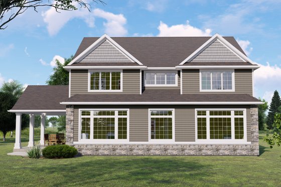 Exterior - Rear Elevation for Craftsman House Plan #1064-145 - 5 bed, 3.5 bath