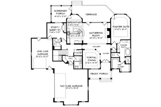 Floor Plan - Main Floor for Craftsman House Plan #413-115 - 4 bed, 3 bath