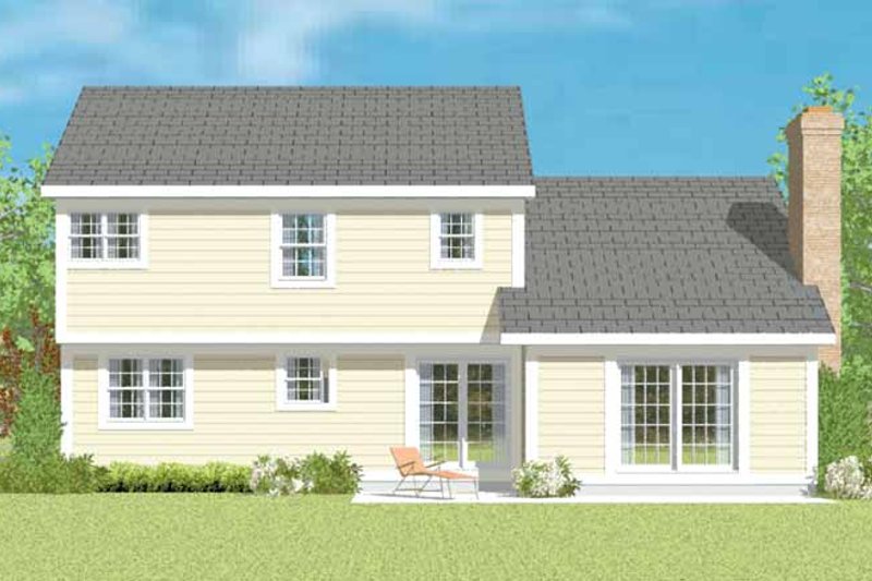 Home Plan - Exterior - Rear Elevation for Colonial House Plan #72-1077 - 3 bed, 2.5 bath