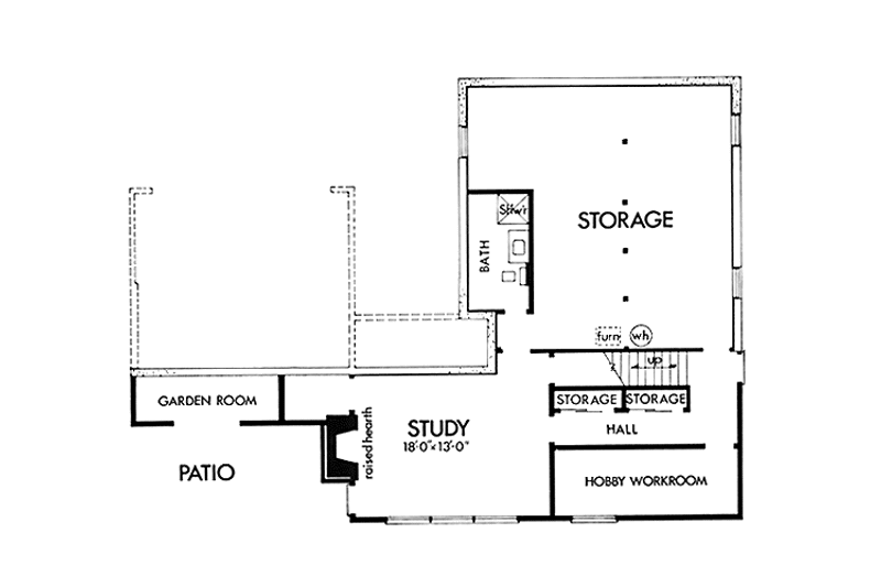 Home Plan - Floor Plan - Lower Floor for Prairie House Plan #320-1167 - 2 bed, 3 bath