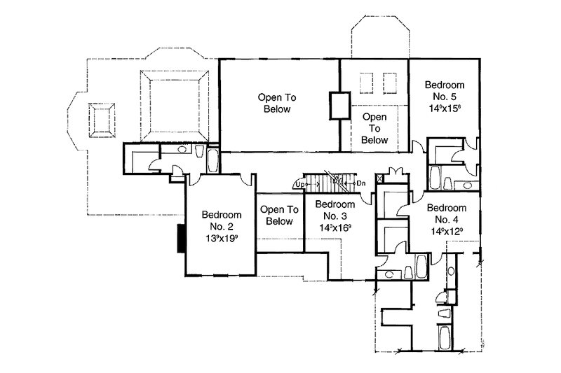 Home Plan - Floor Plan - Upper Floor for Traditional House Plan #429-133 - 5 bed, 5.5 bath