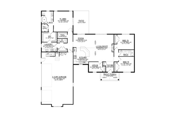 Floor Plan - Main Floor for Ranch House Plan #1064-201 - 3 bed, 2.5 bath