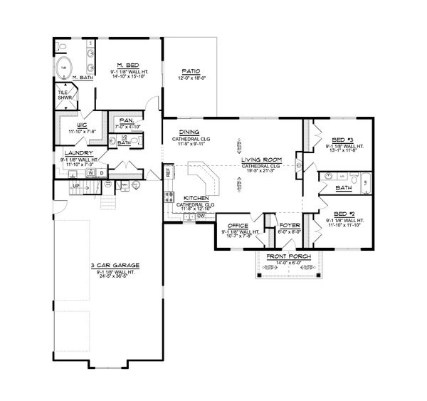 House Design - Ranch Floor Plan - Main Floor Plan #1064-201