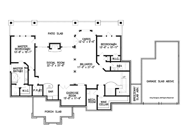 Architectural House Design - Ranch Floor Plan - Lower Floor Plan #54-365