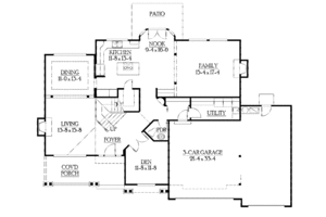 Floor Plan - Main Floor for Craftsman House Plan #132-412 - 4 bed, 2.5 bath