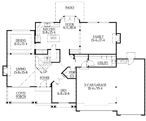 Craftsman Floor Plan - Main Floor Plan #132-412