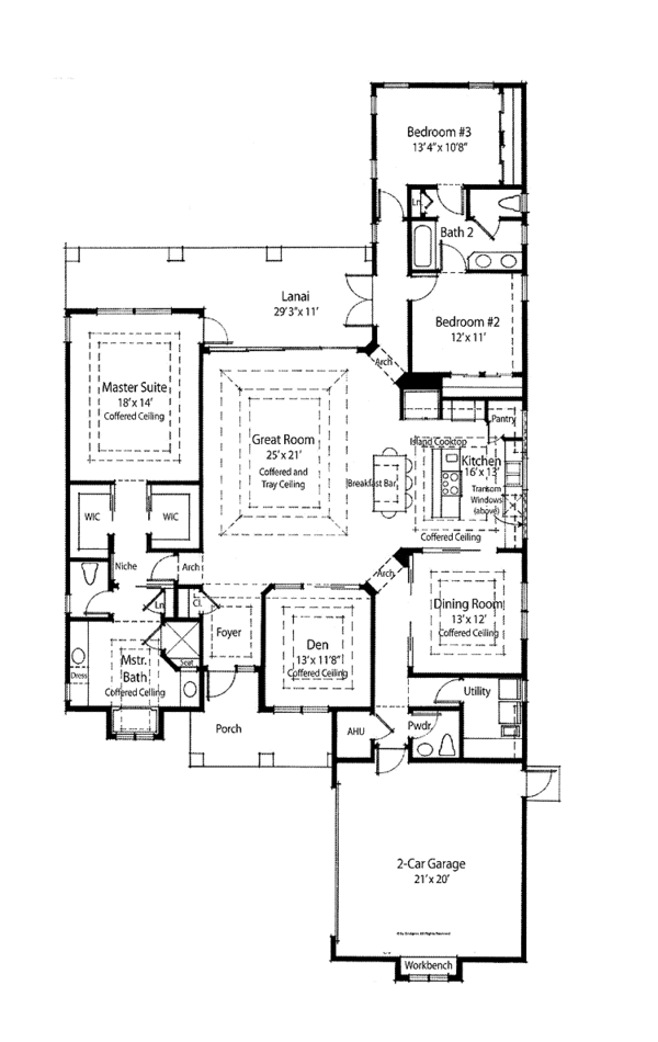House Design - Mediterranean Floor Plan - Main Floor Plan #938-24