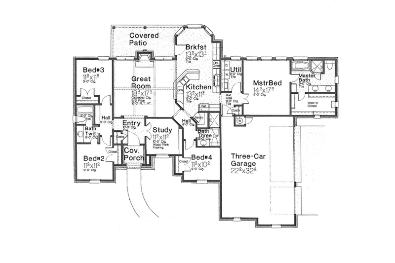 Dream House Plan - Floor Plan - Main Floor for European House Plan #310-1257 - 4 bed, 3 bath