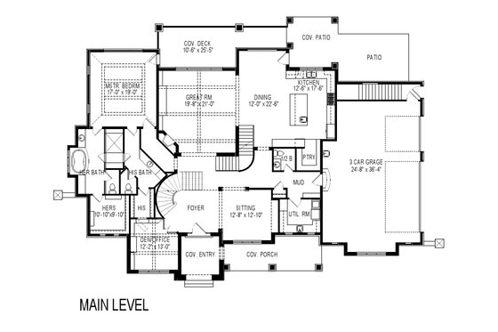 Floor Plan - Main Floor for Craftsman House Plan #920-31 - 8 bed, 7 bath