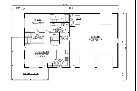 Floor Plan - Main Floor for Barndominium House Plan #1064-18 - 4 bed, 2.5 bath