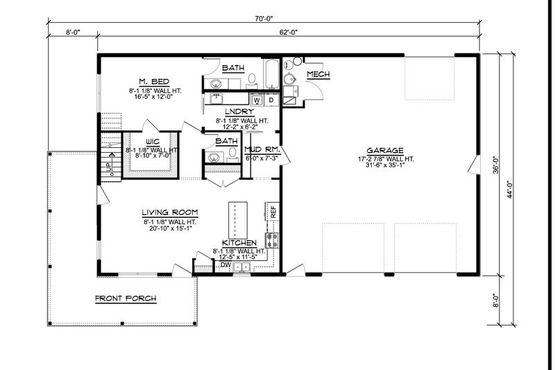 Home Plan - Floor Plan - Main Floor for Barndominium House Plan #1064-18 - 4 bed, 2.5 bath