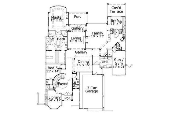 Floor Plan - Main Floor for European House Plan #411-840 - 4 bed, 4.5 bath