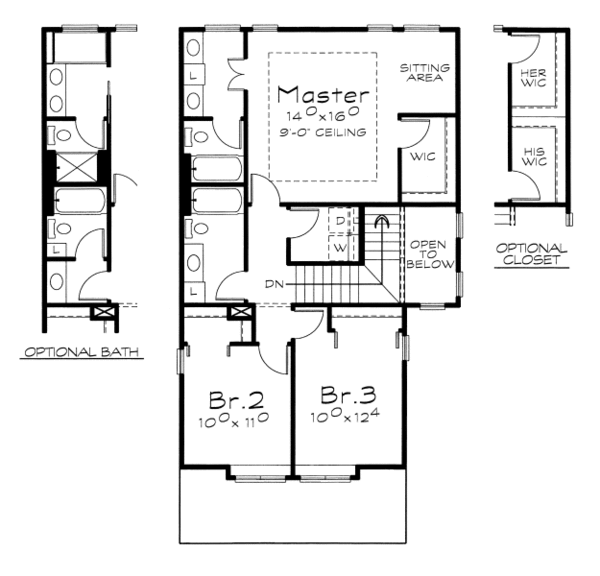 Traditional Floor Plan - Upper Floor Plan #20-2102