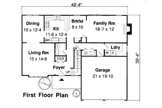 Floor Plan - Main Floor for Southern House Plan #312-638 - 4 bed, 2.5 bath