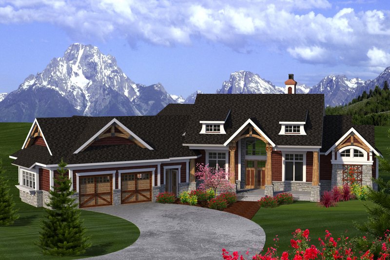 Dream House Plan - Craftsman Exterior - Front Elevation Plan #70-1192