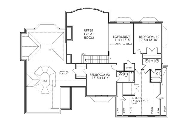House Plan Design - Traditional Floor Plan - Upper Floor Plan #30-342