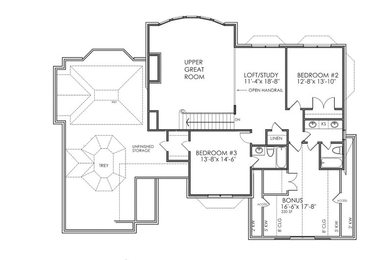House Plan Design - Floor Plan - Upper Floor for Traditional House Plan #30-342 - 3 bed, 3.5 bath