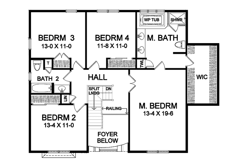 Home Plan - Floor Plan - Upper Floor for Craftsman House Plan #328-349 - 4 bed, 2.5 bath