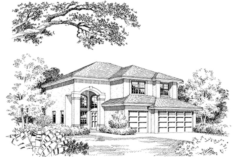 Home Plan - Exterior - Front Elevation 4 for Mediterranean House Plan #417-484 - 4 bed, 2.5 bath