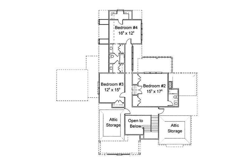 Home Plan - Floor Plan - Upper Floor for Country House Plan #429-264 - 4 bed, 3.5 bath