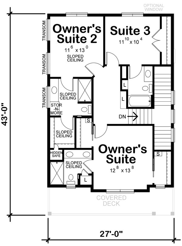 Home Plan - Contemporary Floor Plan - Upper Floor Plan #20-2504