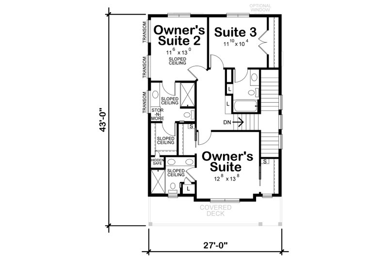 House Plan Design - Floor Plan - Upper Floor for Contemporary House Plan #20-2504 - 3 bed, 3.5 bath