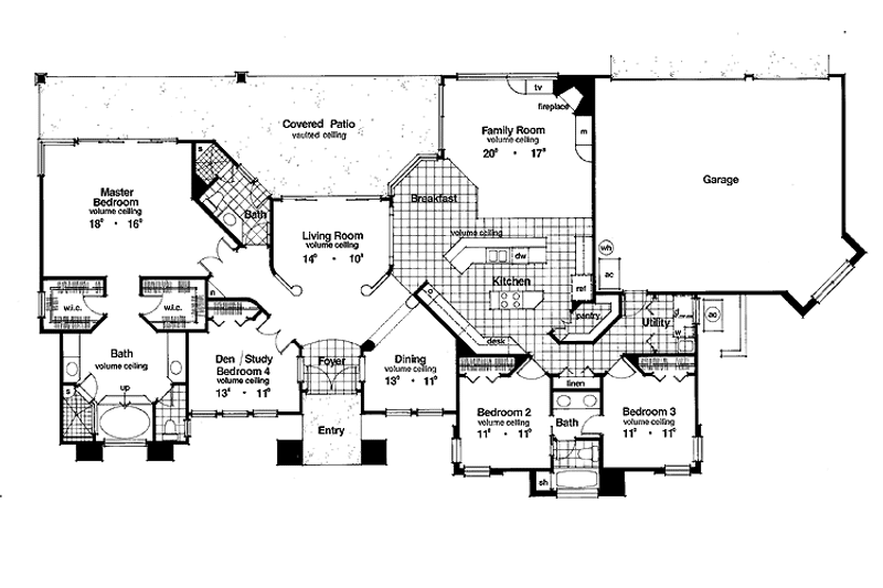 Home Plan - Floor Plan - Main Floor for Mediterranean House Plan #417-510 - 4 bed, 3 bath