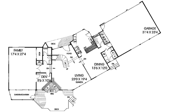 Floor Plan - Main Floor for Mediterranean House Plan #60-956 - 4 bed, 3.5 bath